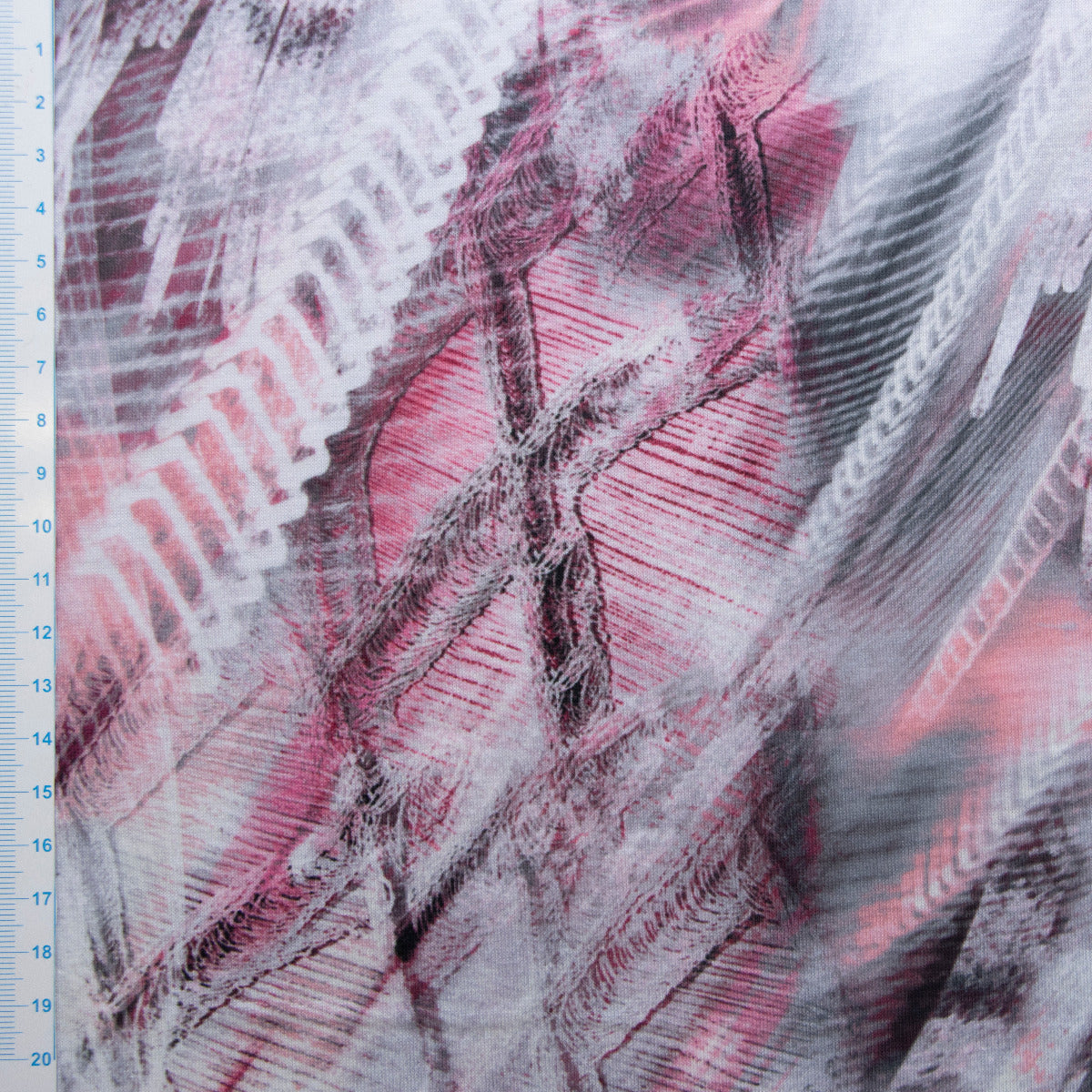 Jersey Digitaldruck - Abstraktes Muster - Weiß - Rosa