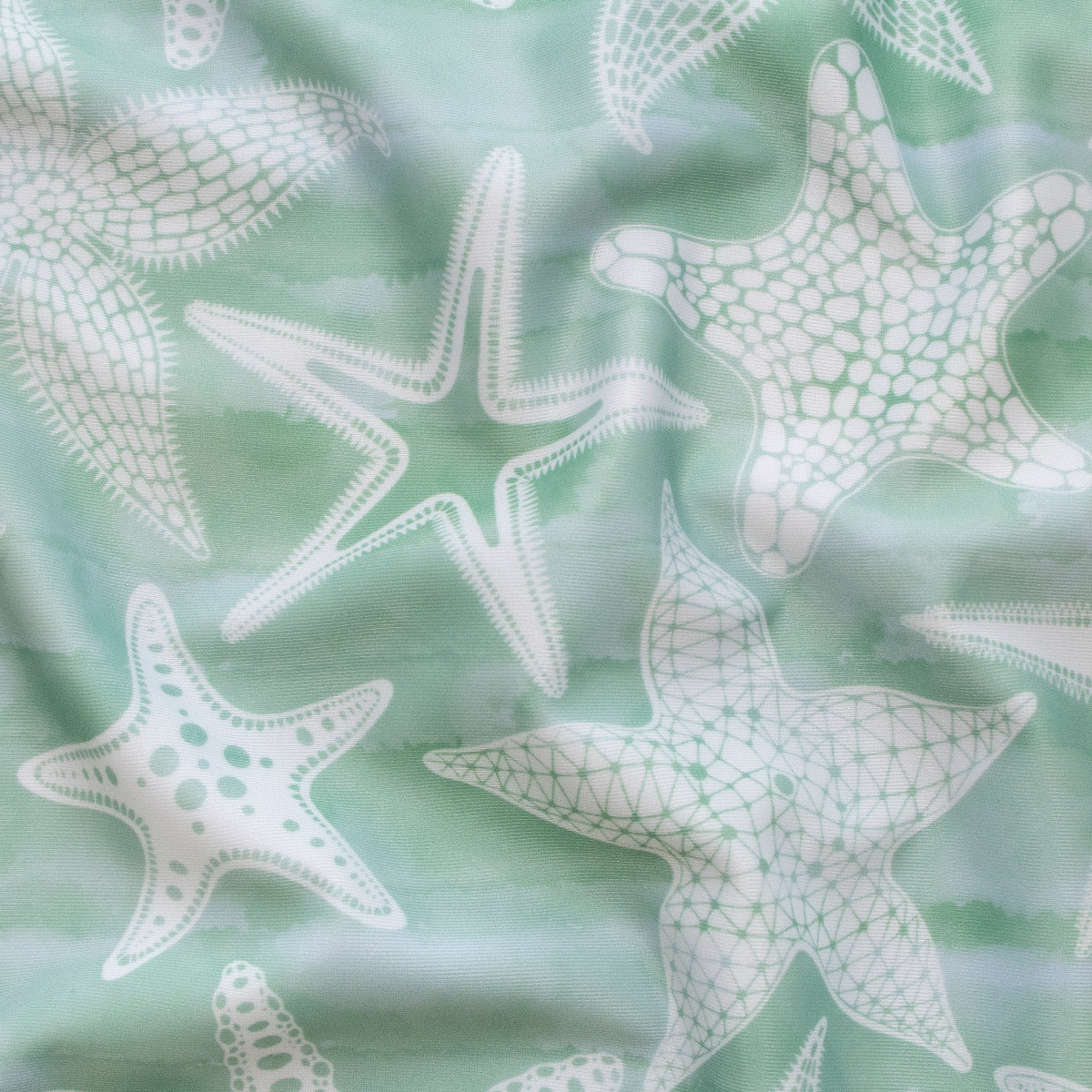 Swimwear Jersey Badestoff UV Protection UPF 50 Seesterne - mintgrün