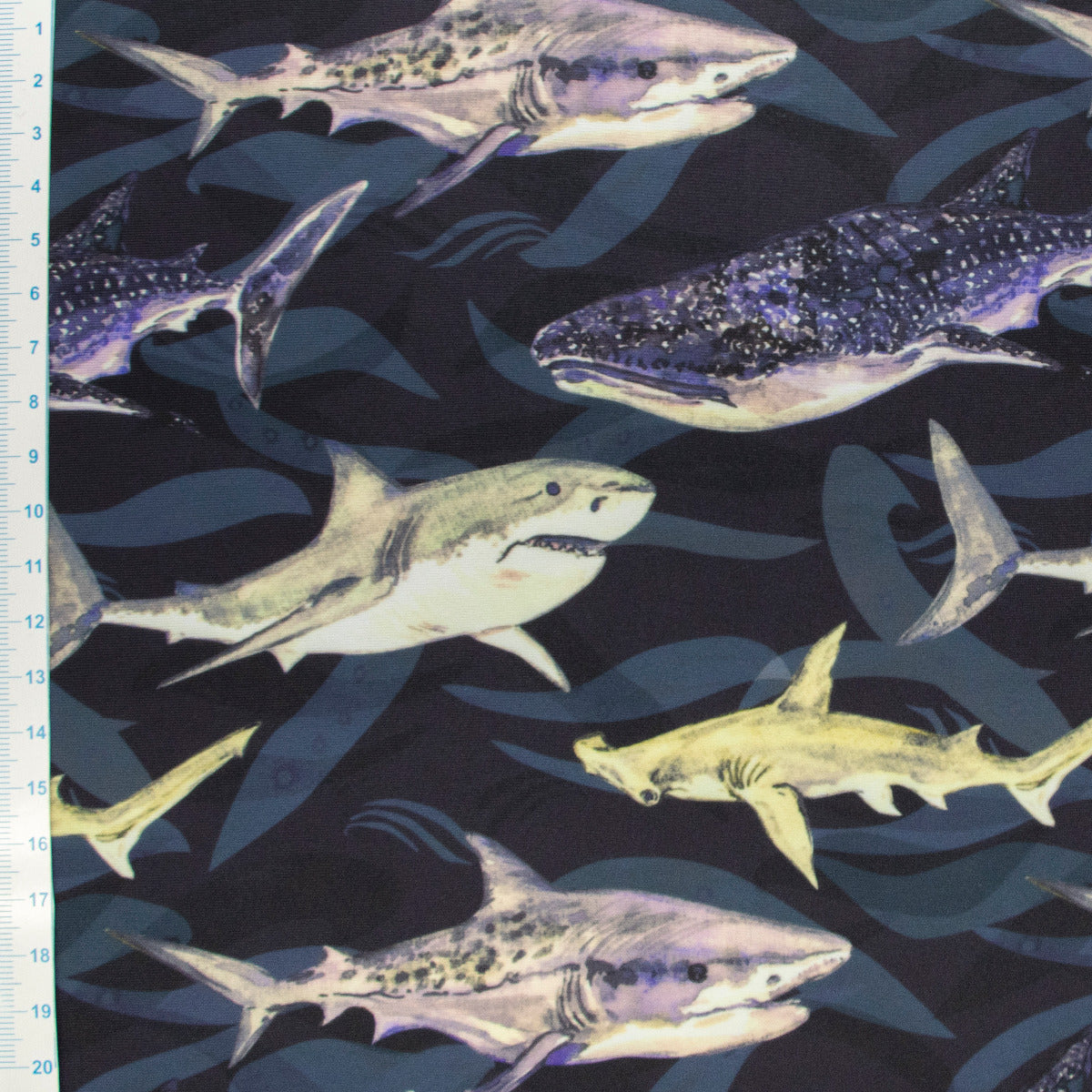 Swimwear Jersey Badestoff UV Protection UPF 50 Haie - marine