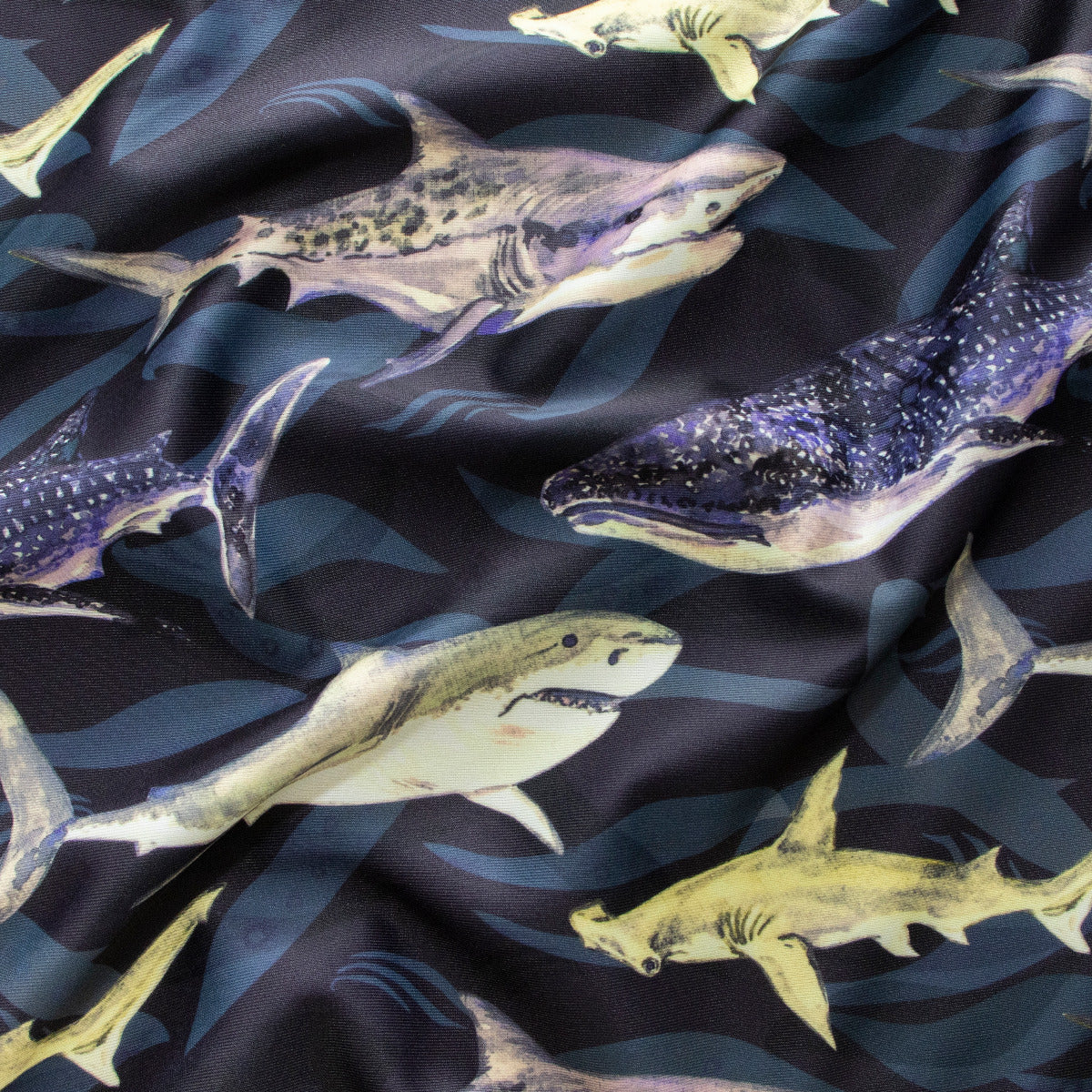 Swimwear Jersey Badestoff UV Protection UPF 50 Haie - marine