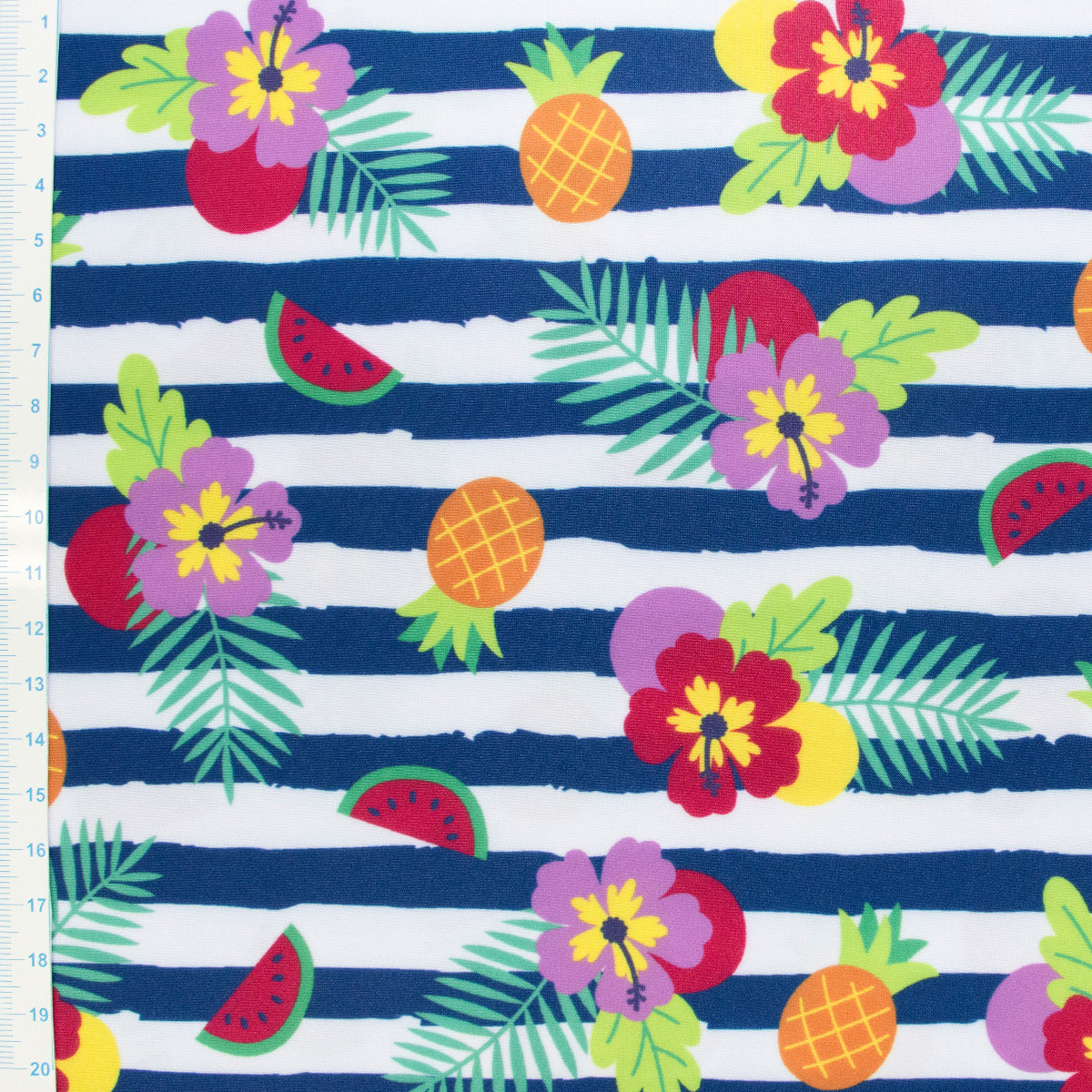 Swimwear Jersey Badestoff UV Protection UPF 50 Tropisch - königsblau