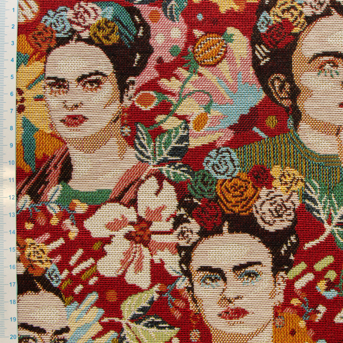 Jacquard Gobelin Dekostoff - Frida Kahlo - rot
