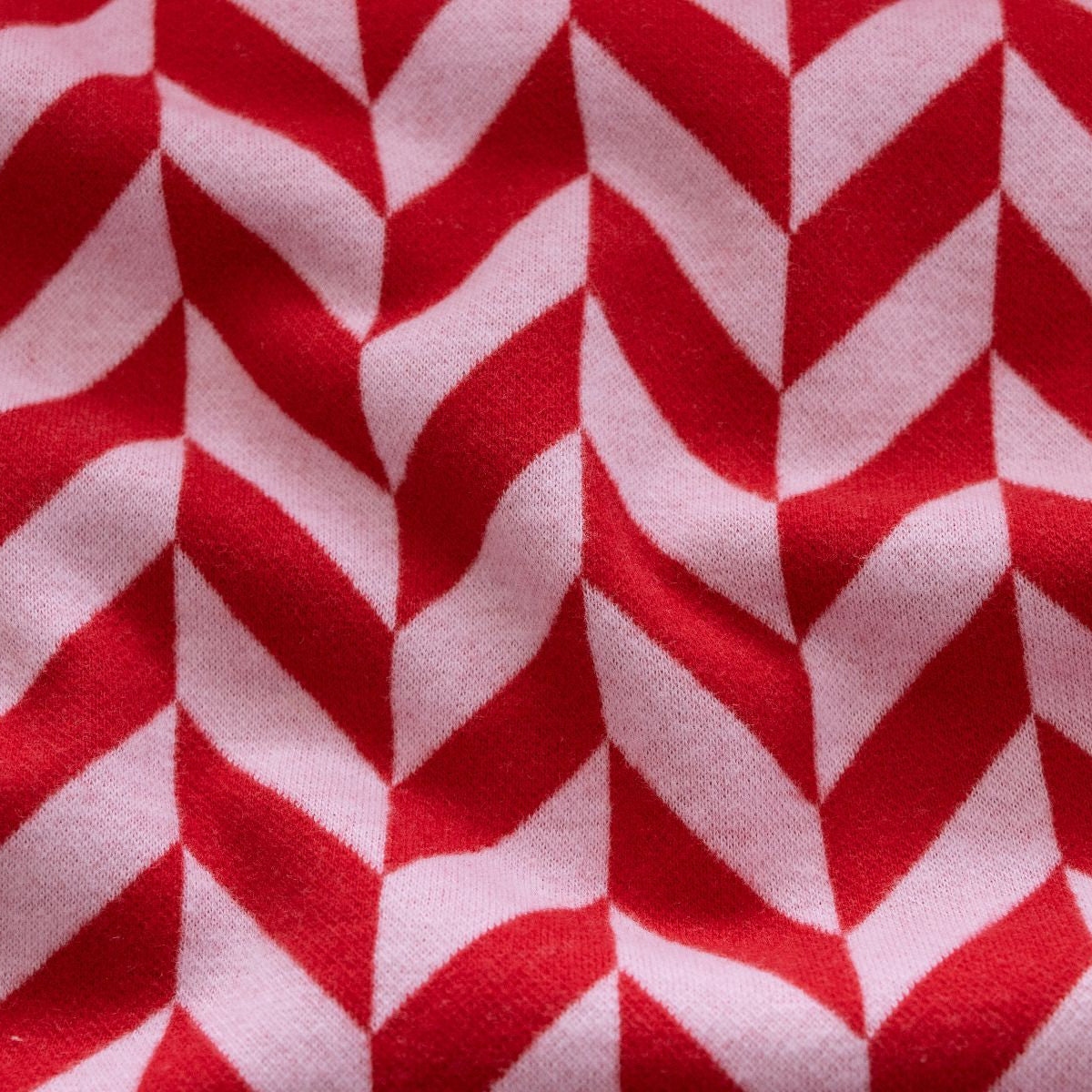 Jacquard Strickstoff - großes Fischgrät-Muster - rot