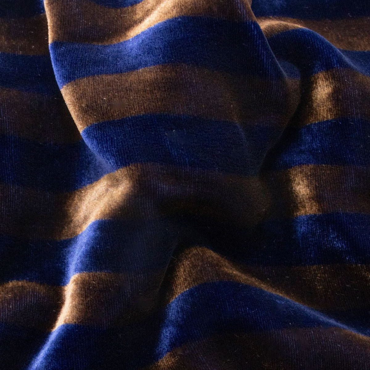 Samtseide – Maulbeerseide – „Queen's Collection“ - Streifen - braun - königsblau