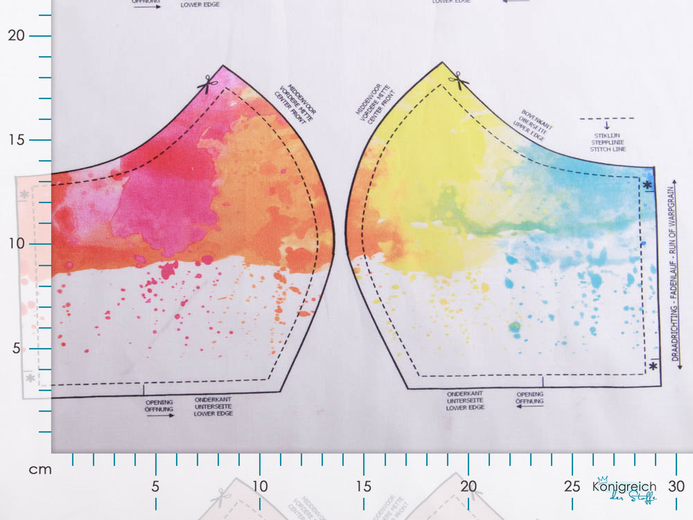 Webware Baumwolle Digitaldruck PANEL ca. 60 x 145 cm für Behelfsmasken - 12 verschiedene Motive - weiß