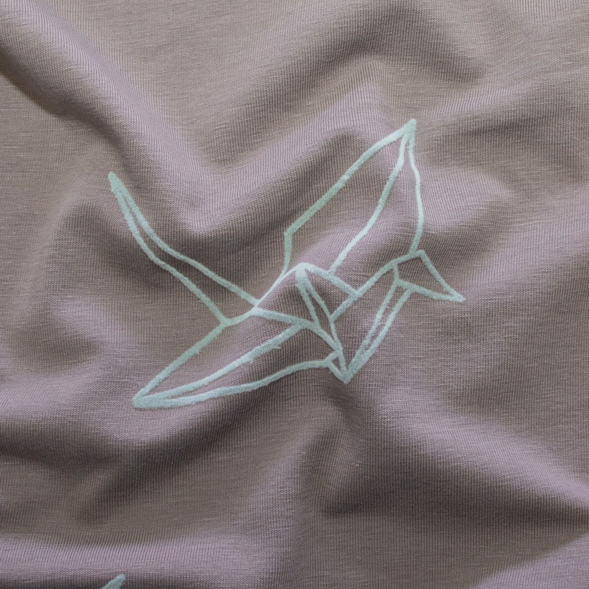 Bio Jersey beflockt Albstoffe / Hamburger Liebe - Origami Vögel - taupe