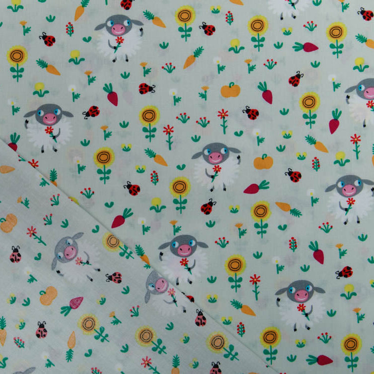 Webware Baumwolle Popeline - Schafe auf einer Wiese