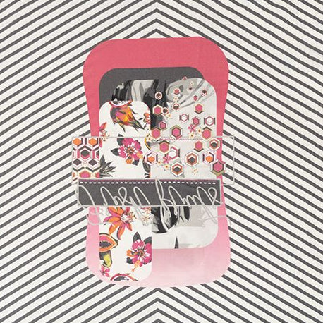 Jersey Viskose PANEL ca. 90 cm x 160 cm - tropisches Muster - grau