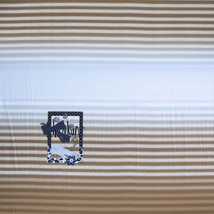 Jersey Viskose Panel ca. 125cm x 150cm - verzierter Rahmen auf Streifen - braun/hellblau