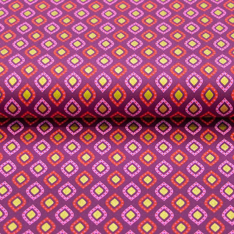 Webware Baumwolle Popeline mit Foliendruck - Weihnachtliche Rauten