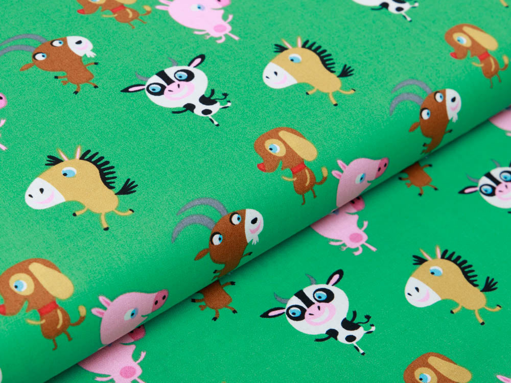Webware Baumwolle Popeline - lustige Bauernhof-Tiere