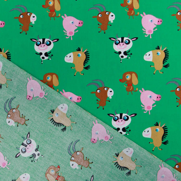 Webware Baumwolle Popeline - lustige Bauernhof-Tiere