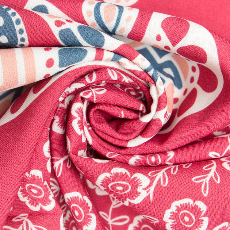 Viskose-Webware Swafing Beach Day by jolijou PANEL ca. 100 x 140 cm - Blumen und Ornamente