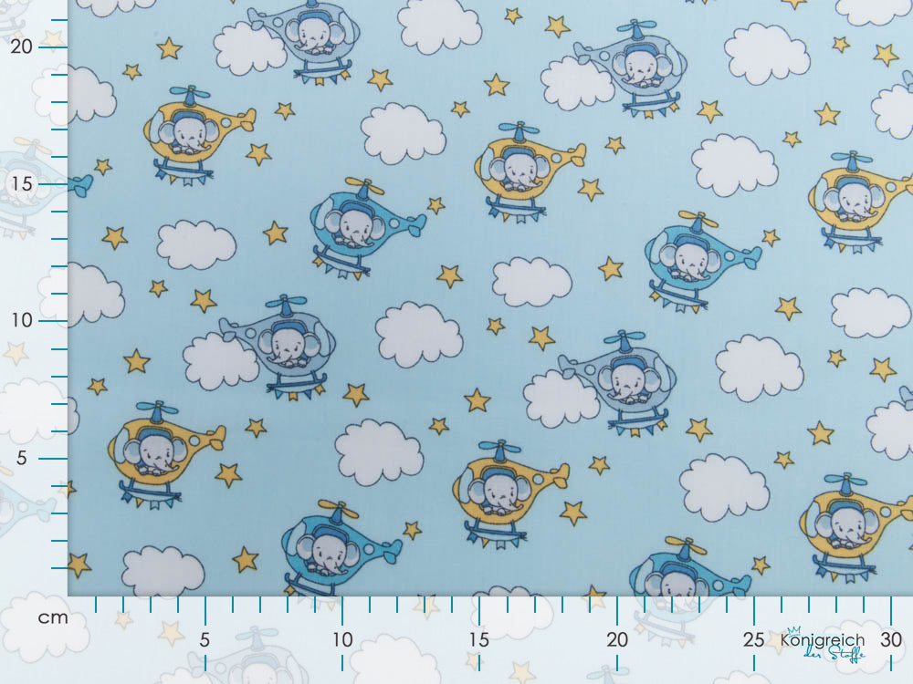 Webware Baumwolle Popeline - Elefanten im Helikopter