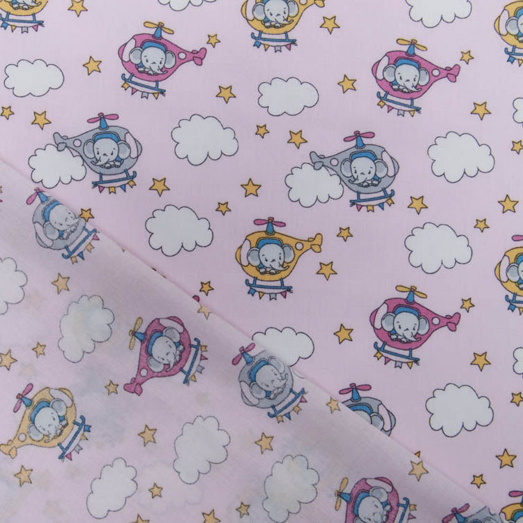 Webware Baumwolle Popeline - Elefanten im Helikopter