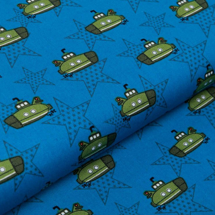 Webware Baumwolle Popeline - U-Boote und Sterne