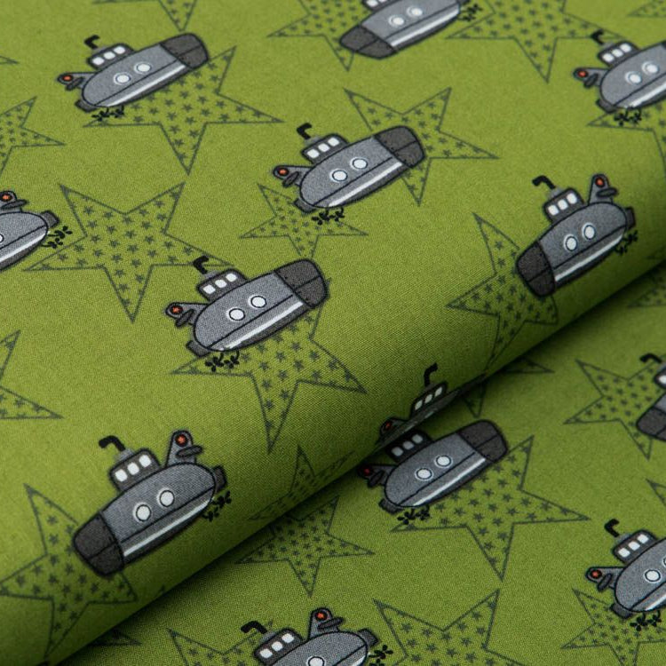Webware Baumwolle Popeline - U-Boote und Sterne