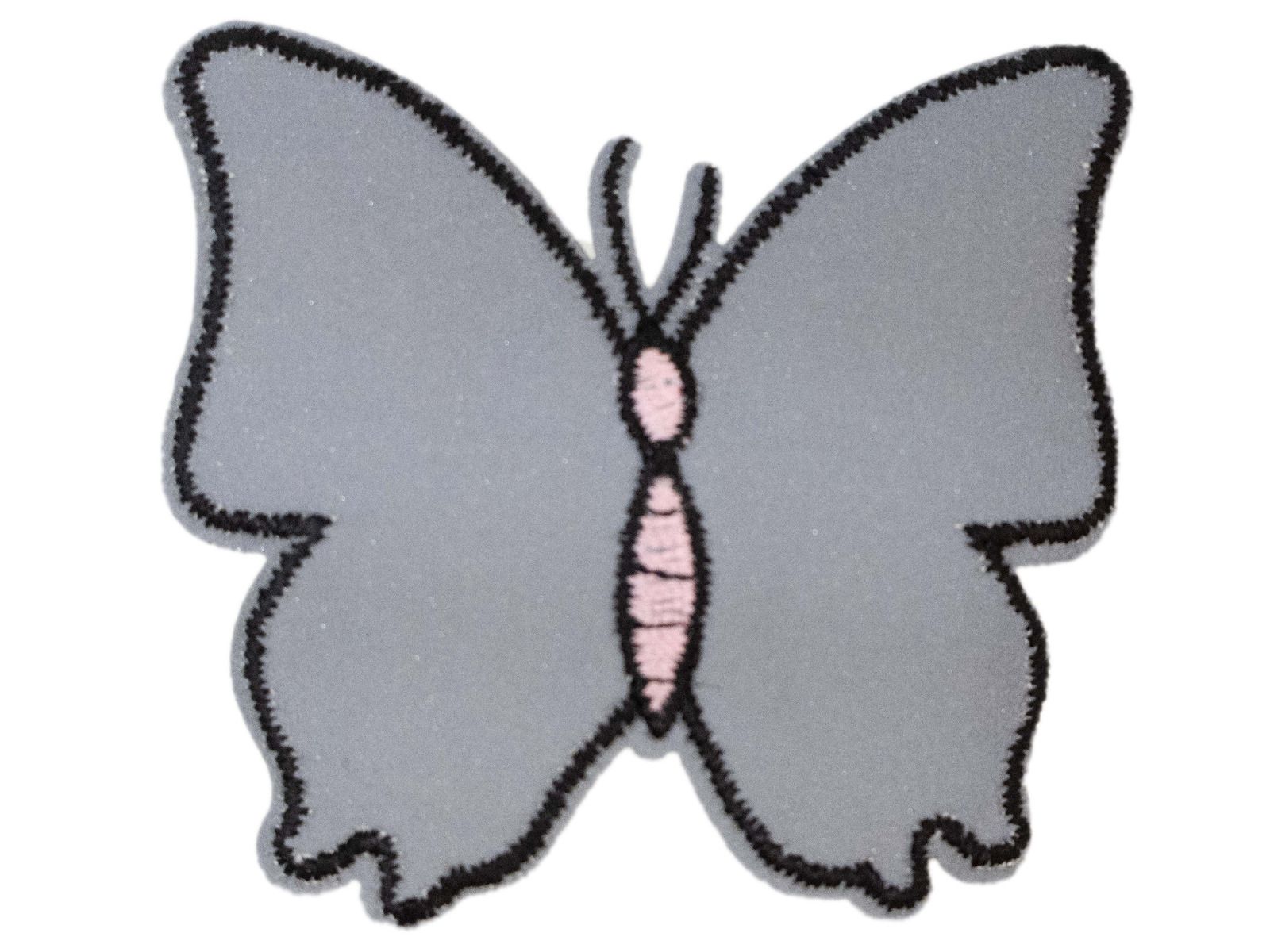 Applikation zum Aufbügeln Reflektor - reflektierender Schmetterling – grau