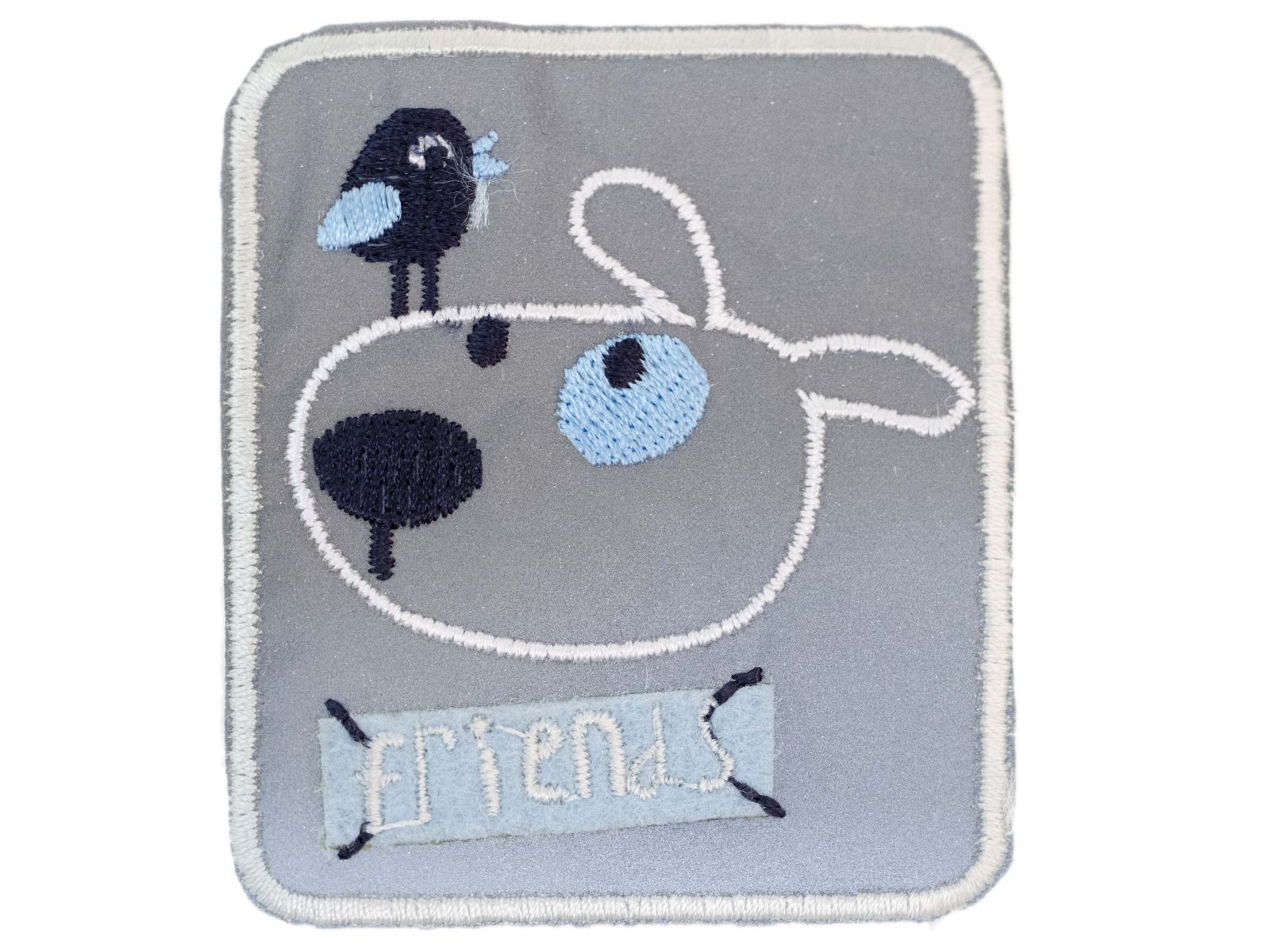 Applikation zum Aufbügeln Reflektor - reflektierender Hund mit Vogel – grau