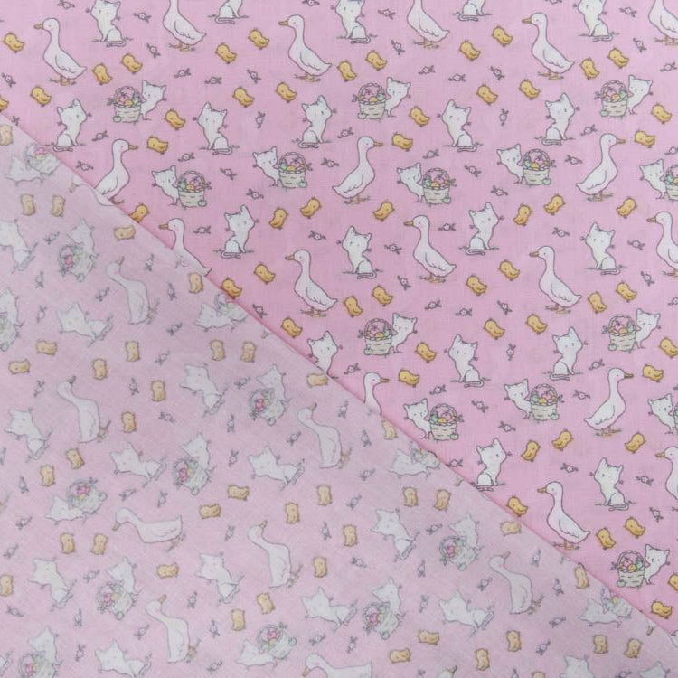 Webware Baumwolle Popeline - Gänse und Katzen