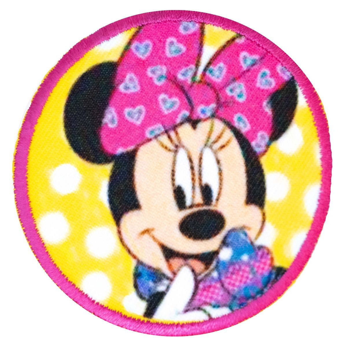 Applikation zum Aufbügeln Disney-Mickey Mouse - fröhliche Minnie Maus ca. 60mm x 60mm - gelb/pink