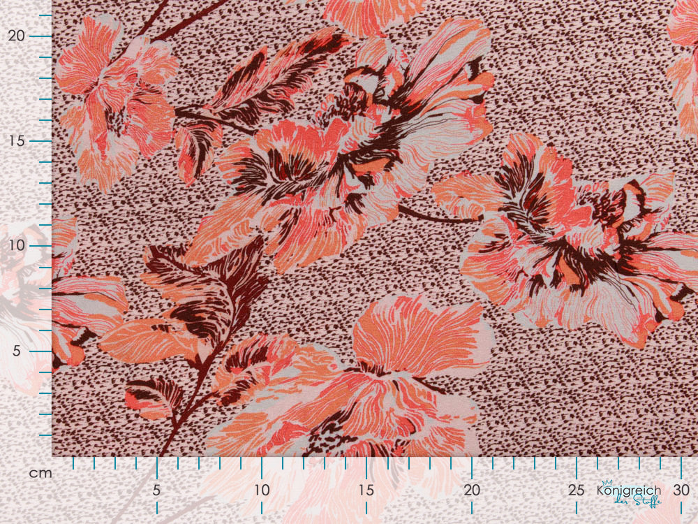 Webware Viskose-Crepe Fibre Mood Digitaldruck - Blumen - orange