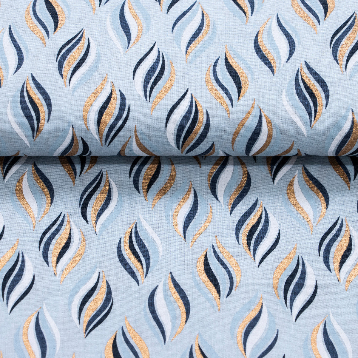 Webware Baumwolle Popeline mit Foliendruck - Verschnörkelte Weihnachtskugeln