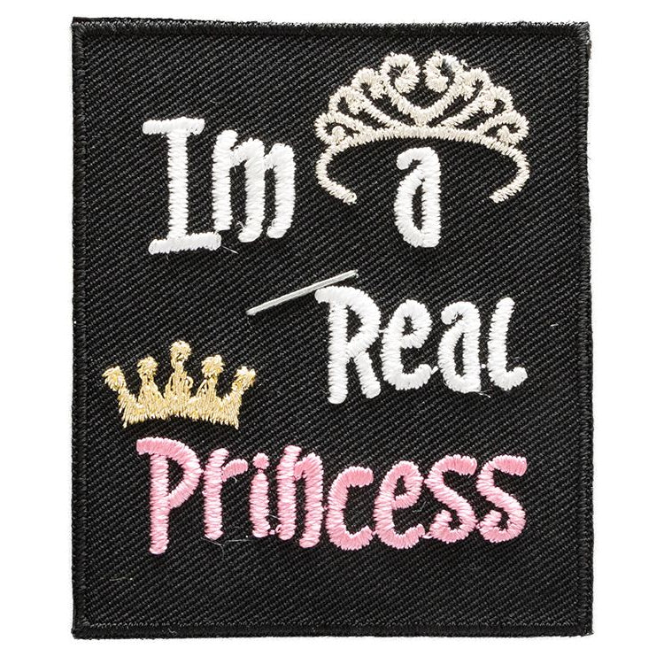 Applikation zum Aufbügeln - Krone-Im a Real Princess - schwarz