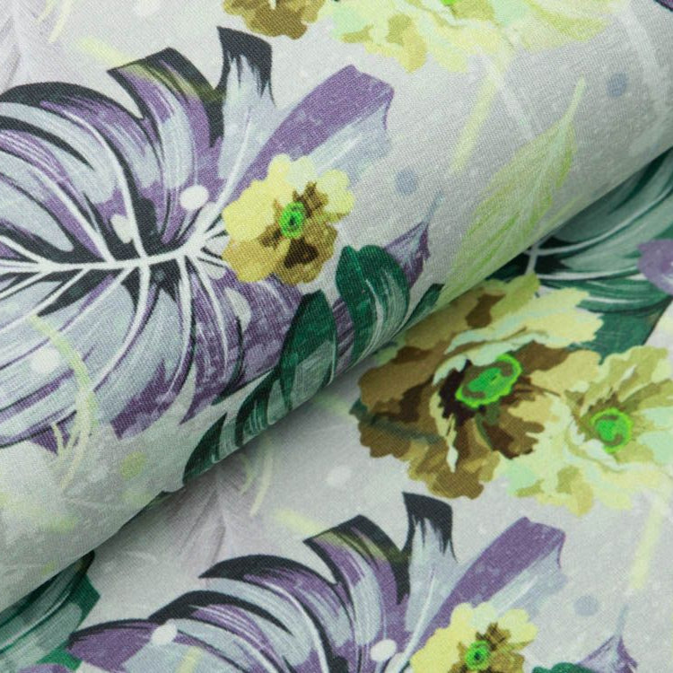 Jersey Digitaldruck Stenzo - traumhafte Blüten und Blätter - grün