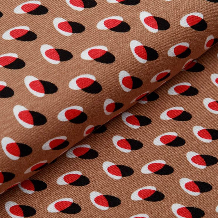 Jersey Viskose Digitaldruck Stenzo - verschwommene Kreise - braun