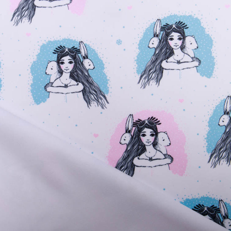 Softshell Jackenstoff Eigenproduktion KDS - tierische Freundschaften - weiß