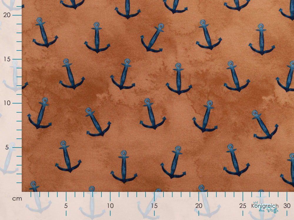 Sweat French Terry Digitaldruck by Poppy - Anker - ocker