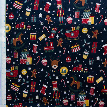 Webware Popeline Baumwolle Weihnachten - Weihnachtsgeschenke - Dunkelblau