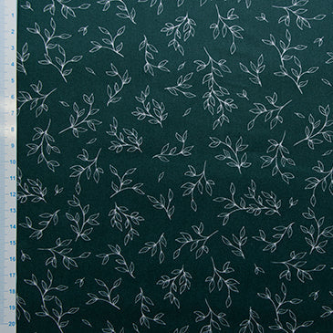 Webware Popeline Baumwolle Weihnachten - Blättrige Zweige - Dunkelgrün