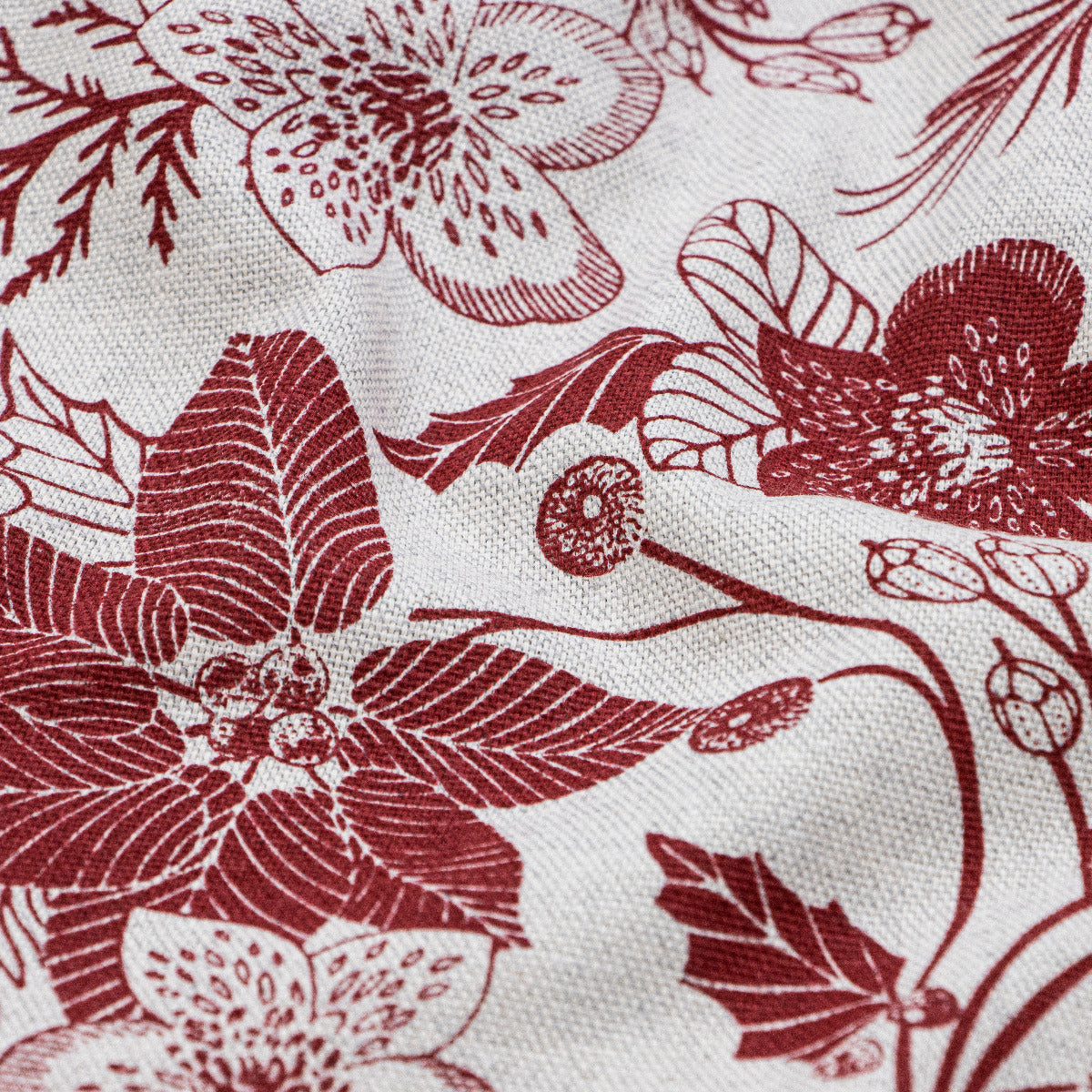 Canvas Dekostoff Weihnachten in Leinenoptik - Weihnachtszweige - Natur