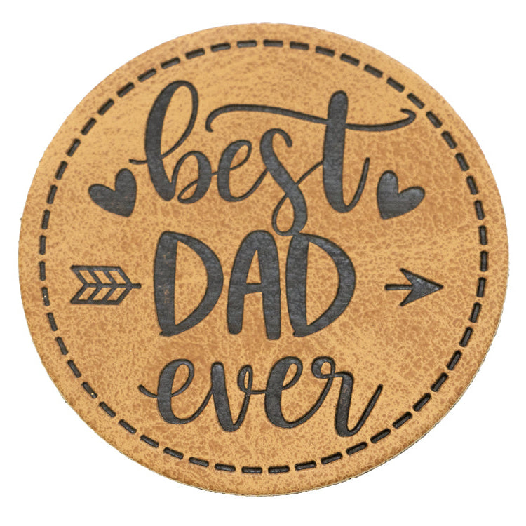 Jessy Sewing Kunstleder-Label mit aufgedruckter Nähnaht - "best DAD ever" - braun