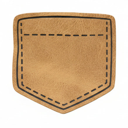Jessy Sewing Kunstleder-Label mit aufgedruckter Nähnaht - "Pocket" - braun