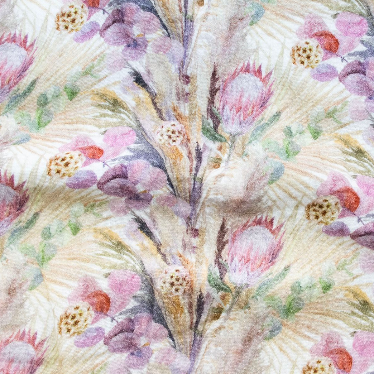 Musselin Baumwolle Double Gauze Digitaldruck - Blumenmalerei - weiß