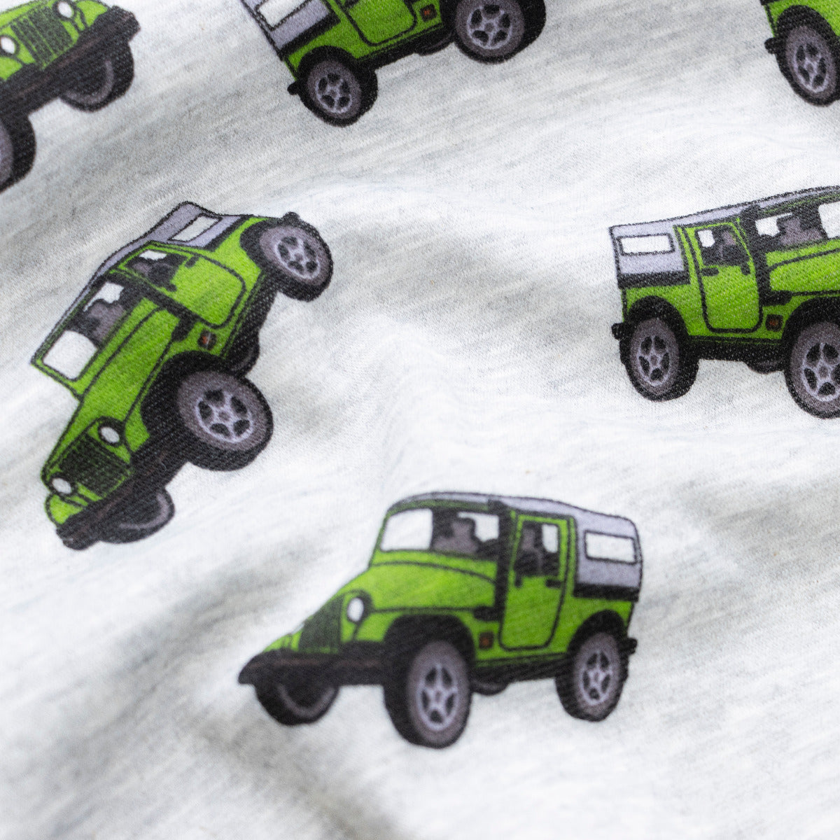 Alpenfleece Melange - grüne Geländewagen - meliert grau