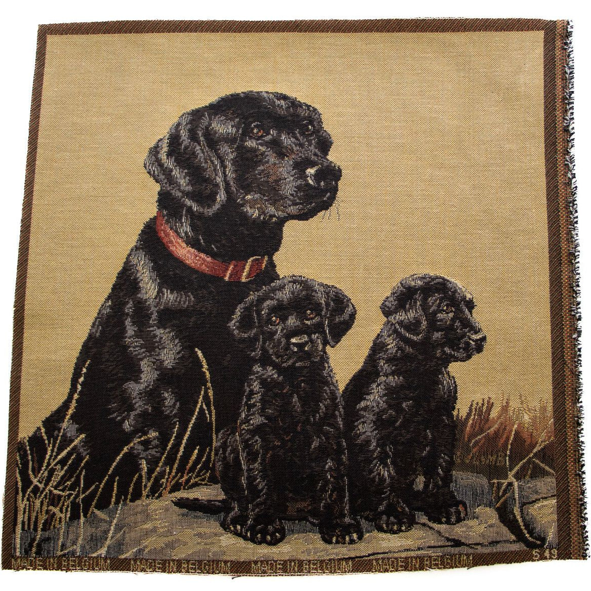 Jacquard Gobelin Dekostoff PANEL ca. 33,5 cm x 34 cm - schwarzer Labrador