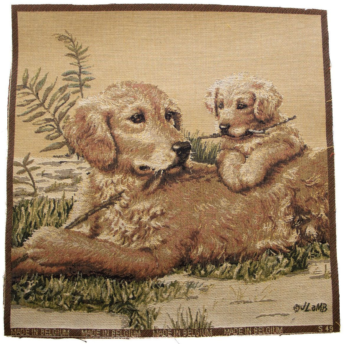 Jacquard Gobelin Dekostoff PANEL ca. 33,5 cm x 34 cm - Golden Retriever