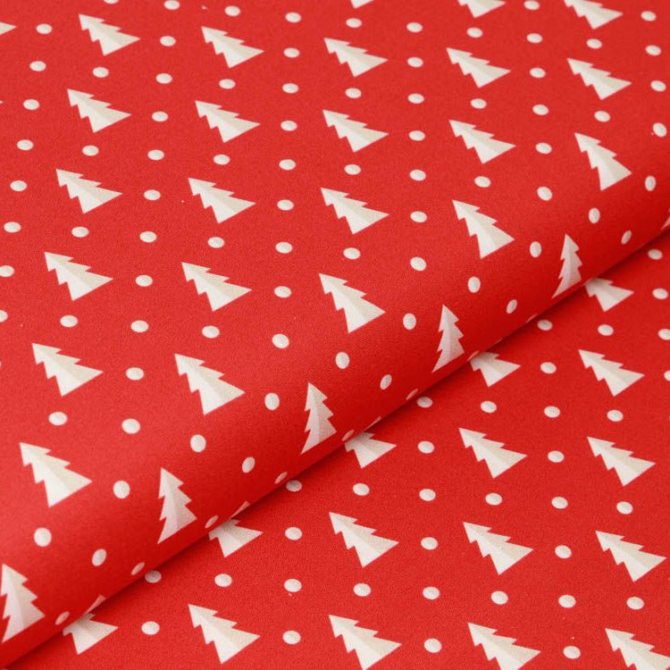 Webware Baumwolle Swafing Noel - Weihnachtsbäume auf Punkten - Rot