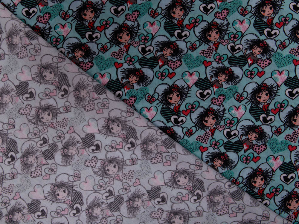 Webware Baumwolle Swafing Valerie Papillon by Steinbeck - Valerie und Herzen - mint