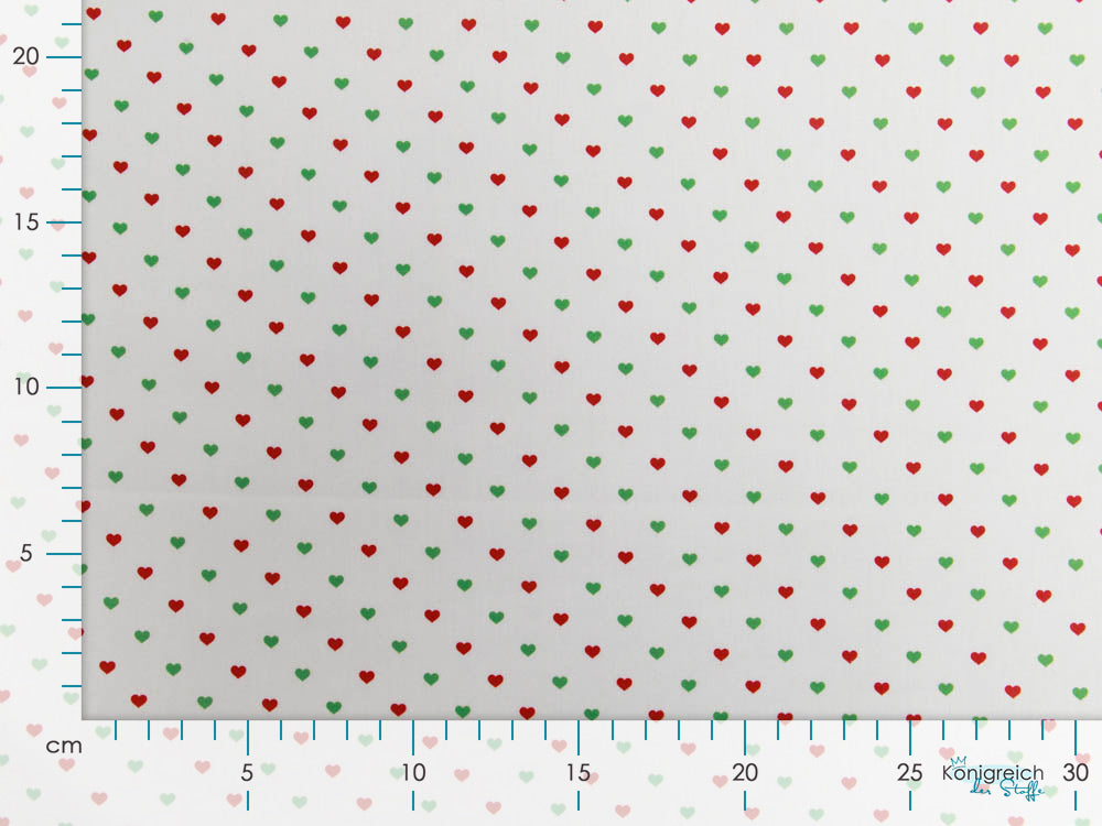 Webware Baumwolle Swafing Noel - Weihnachtsherzchen - weiß