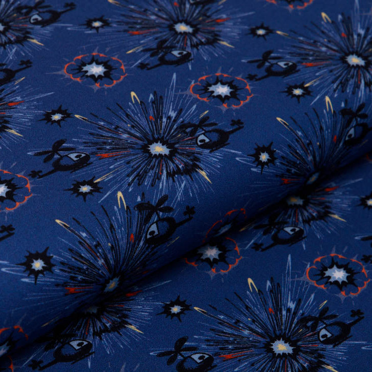 Webware Baumwolle Swafing Happy Metal by Steinbeck - Hubschrauber - jeansblau