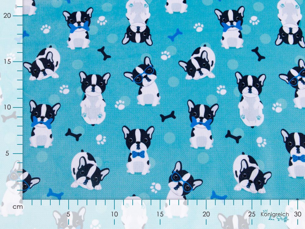 Struktur - Velvet - Französische Bulldoggen - petrol
