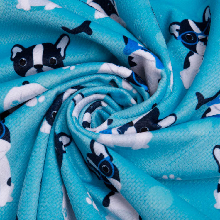 Struktur - Velvet - Französische Bulldoggen - petrol