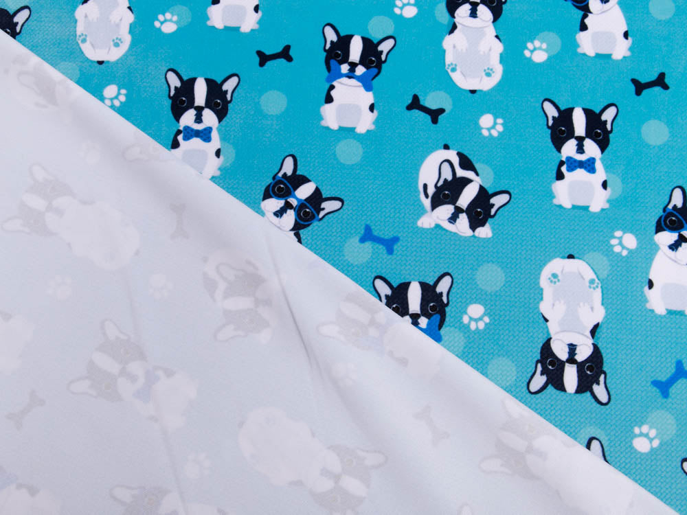 Struktur - Velvet - Französische Bulldoggen - petrol