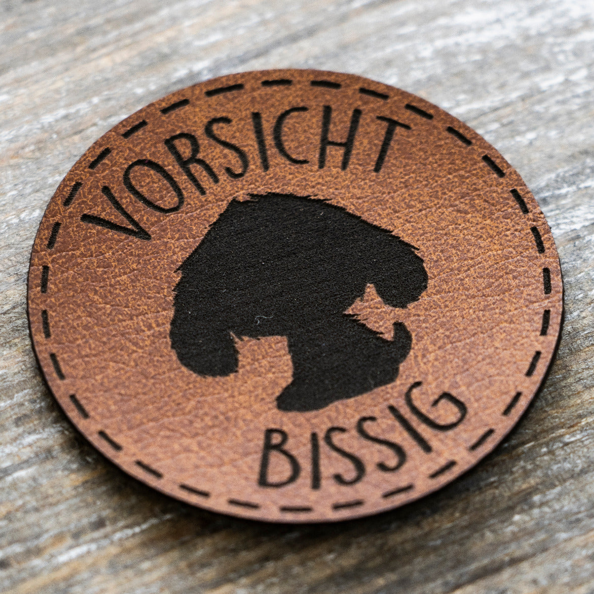 Label Kunstleder KDS - Vorsicht bissig