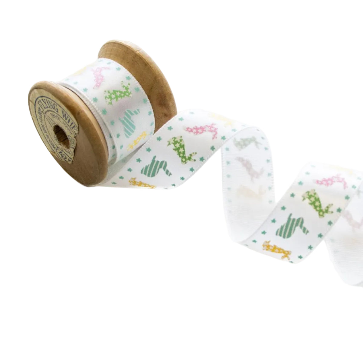 Satinband 15mm glänzend - Osterhasen - weiß